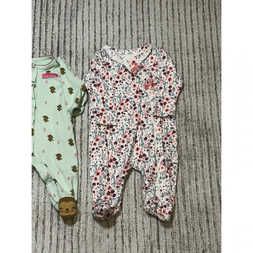 Baby‎ Girl Sleeper Bundle 0-3M Carter's Laura Ashley Footed Pajamas 2 Pc